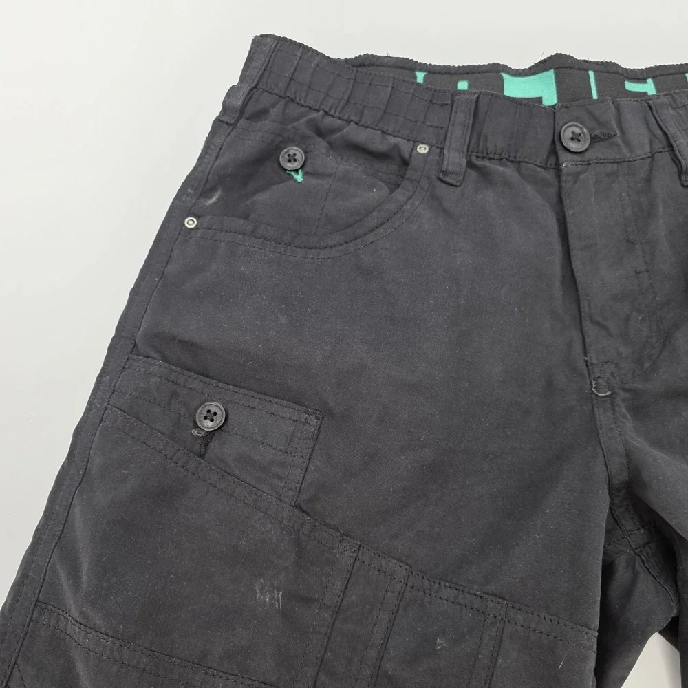 Projek Raw Cargo Shorts Men 32 Black Pockets Zippers Y2K Style Military Outdoors
